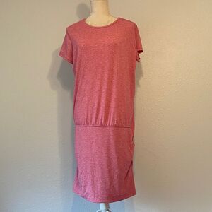 Patagonia Glorya Pink Ruched Heathered Jersey T-Shirt Dress Size Large